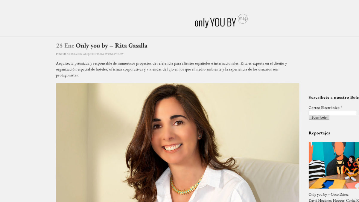 Entrevista de Only you by Magazine sobre el Hotel Puerta América a Rita Gasalla